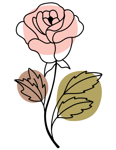 Three round floral and leaf illustrations on black