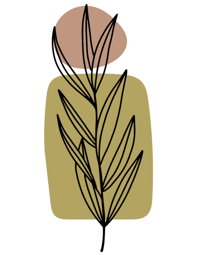 Minimalist botanical abstract with terracotta sun